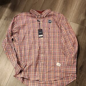 IZOD Men's Red and Blue Checkered Shirt